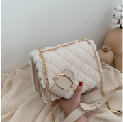 2020 Soft Plush Ladies Square Messenger Bag Winter Female Bag High Quality Lady Designer Handbag Chain Shoulder Messenger Bag