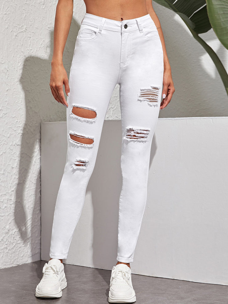 High Stretch Ripped Skinny Jeans