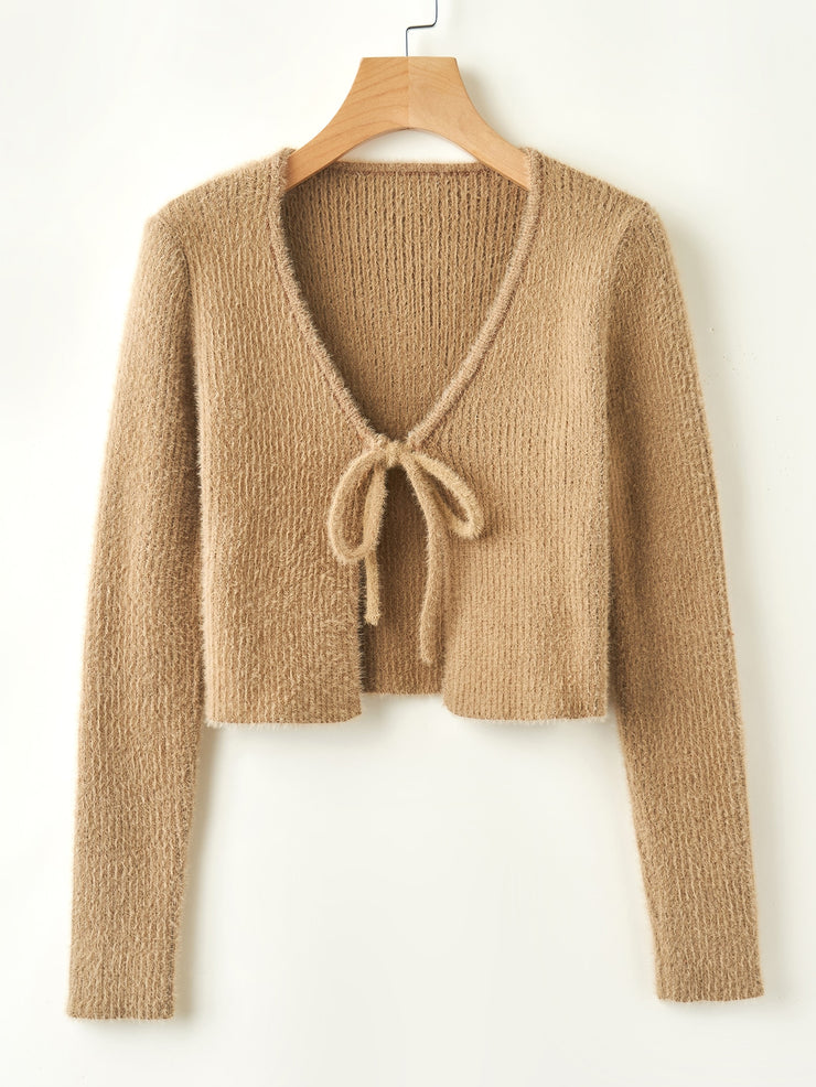 Tie Front Fluffy Cardigan
