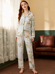 Floral Print Contrast Binding Pajama Set