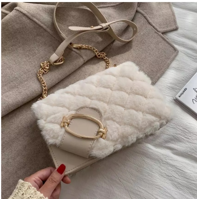 2020 Soft Plush Ladies Square Messenger Bag Winter Female Bag High Quality Lady Designer Handbag Chain Shoulder Messenger Bag