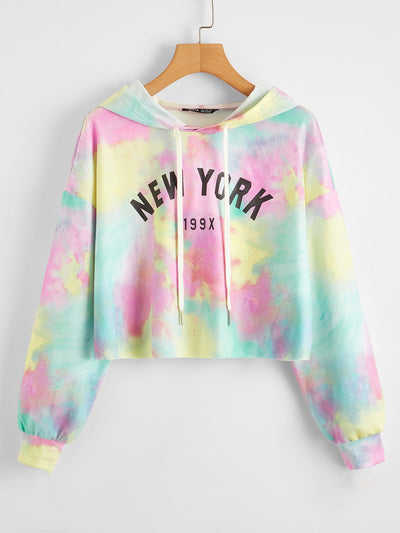 Letter Graphic Tie Dye Pullover