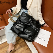 Tote Bags For Women Leather Weave Women Bag Brand Big Shopper Shoulder Bag Female Thick Chain Large Bread Bag Famous Handbag