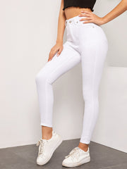 High Waist High Stretch Skinny Jeans Without Belt