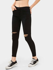 High-Waisted Ripped Skinny Jeans