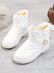 Solid Quilted Buckle Snow Boots