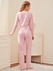 Ditsy Floral Button Front Pajama Set