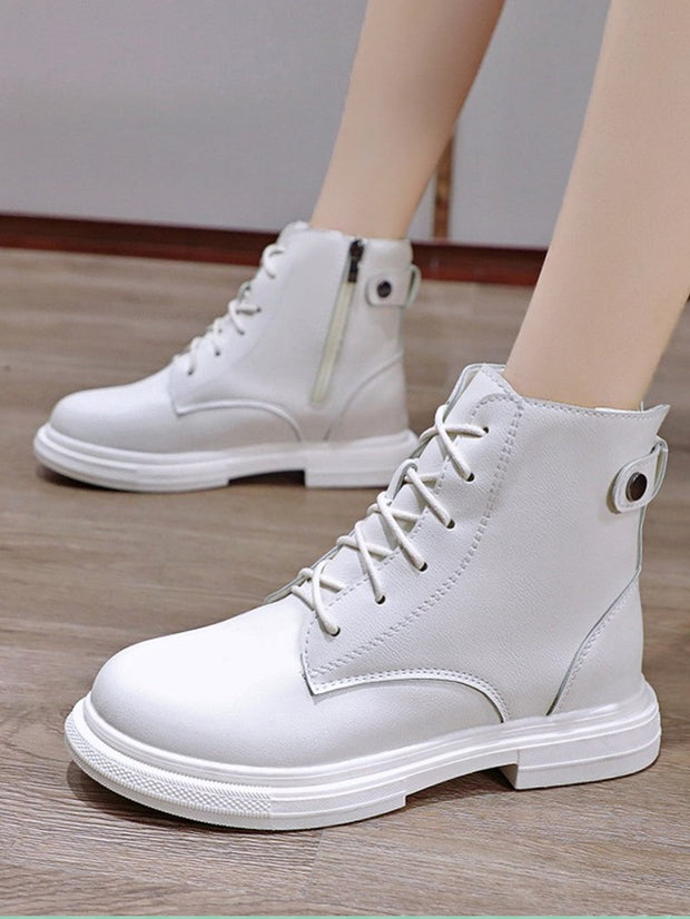 Zip Side Lace-up Ankle Boots