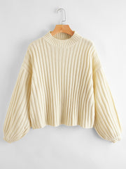 Drop Shoulder Ribbed Knit Sweater