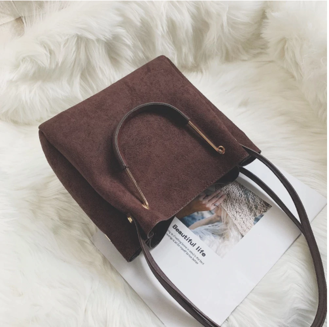 Vintage Leather Women's Tote Bags Luxury Faux Suede Crossbody Bags Ladies Handbags And Purses Female Solid Color Shoulder Bags