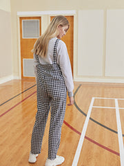 Front Pocket Gingham Overall Jumpsuit