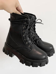 Lace-up Chunky Heeled Combat Boots