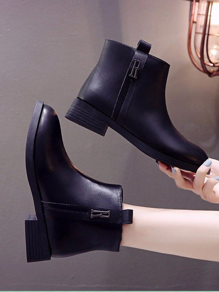 Letter Chunky Heeled Ankle Boots