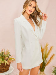 Lapel Collar Double Breasted Blazer Dress