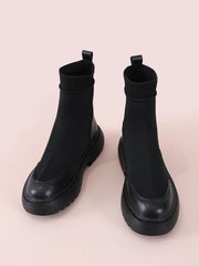 Solid Lug Sole Sock Boots