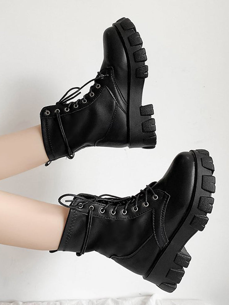Lace-up Chunky Heeled Combat Boots