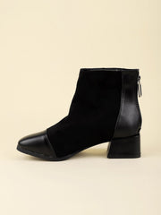 Cap Toe Chunky Heeled Ankle Boots