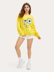 ROMWE X SpongeBob Drop Shoulder Sweatshirt