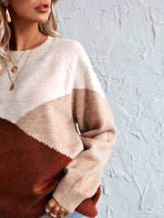 Raglan Sleeve Color Block Sweater