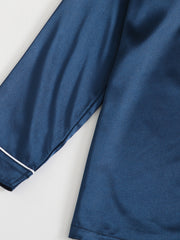 Contrast Binding Satin Shirt & Pants PJ Set