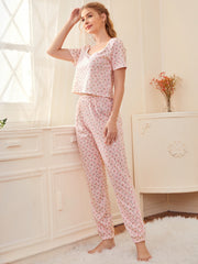 Ditsy Floral Scoop Neck Pajama Set