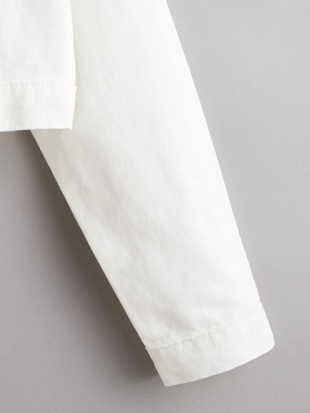 White Wash Button Front Crop Denim Jacket