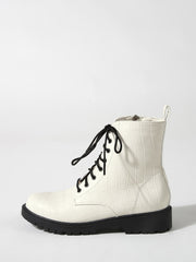 Croc Embossed Lace-up Front Combat Boots