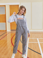 Front Pocket Gingham Overall Jumpsuit