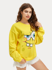 ROMWE X SpongeBob Drop Shoulder Sweatshirt