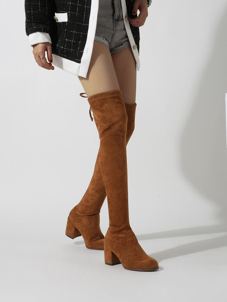 Chunky Heeled Suede Boots