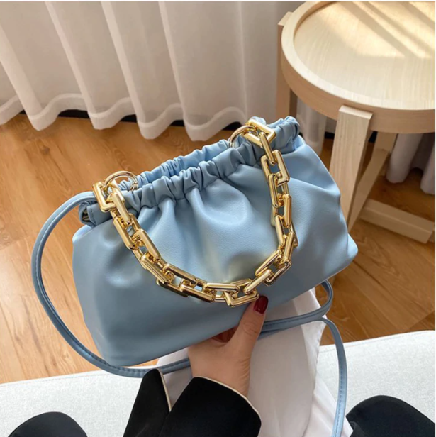 Golden Chain Pleated PU Leather Shoulder Bag Bags For Women 2020 New Messenger Bag Fashion Purses And Handbag Bolsos Para Mujer