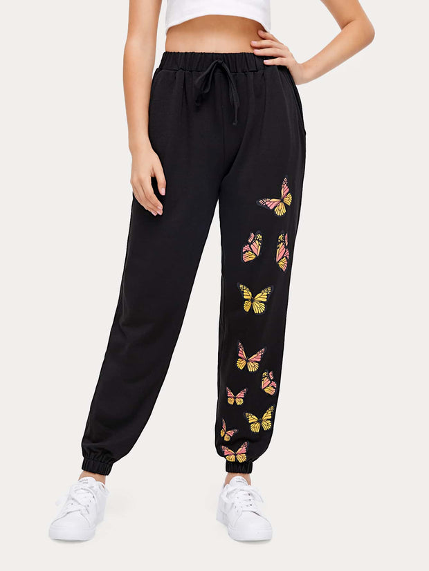 Butterfly Black Joggers