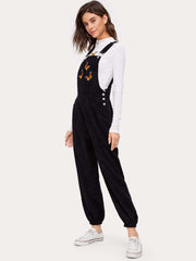 Corduroy Butterfly Embroidery Jumpsuit