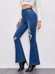 Ripped Flare Leg Jeans