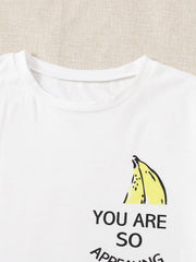 Slogan And Banana Print Short Sleeve PJ Set