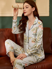 Floral Print Contrast Binding Pajama Set