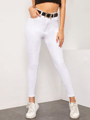 High Waist High Stretch Skinny Jeans Without Belt