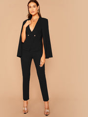 Double Breasted Cape Blazer & Tailored Pants Set