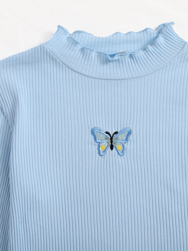 Butterfly Lettuce Trim Ribbed Tee