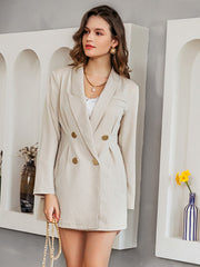Simplee Double Button Solid Blazer Without Belt