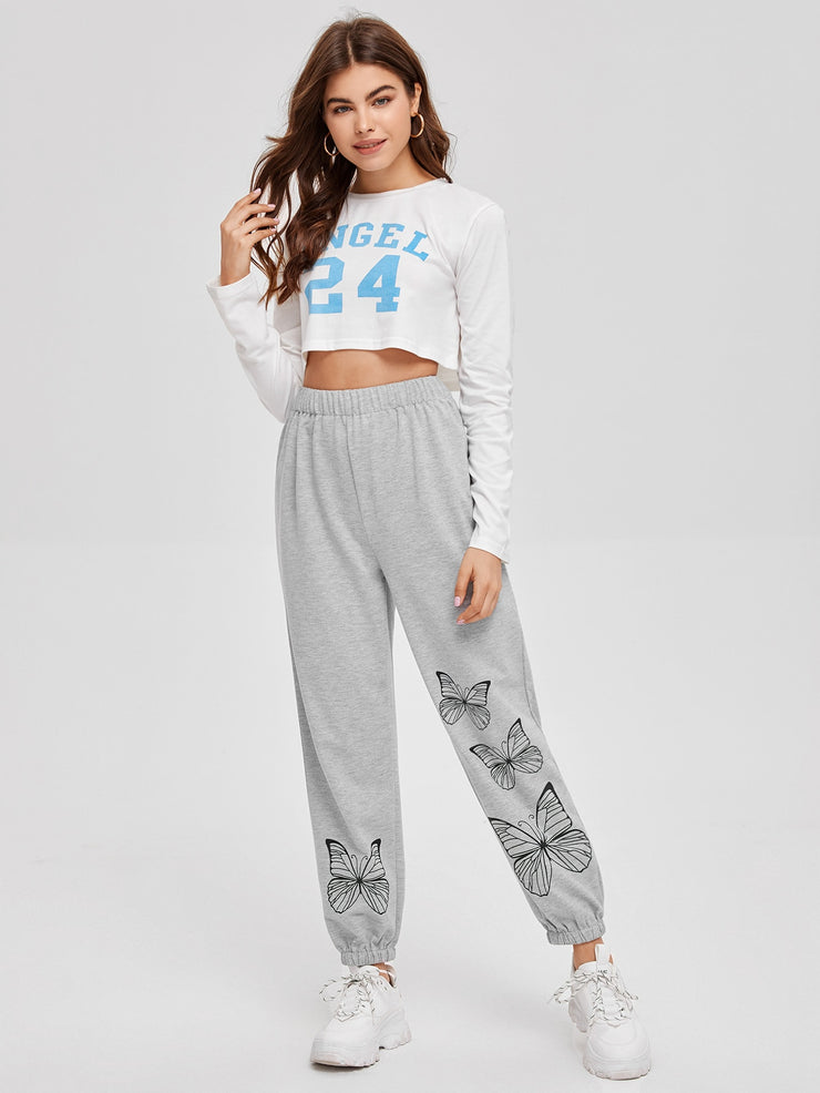 Butterfly Print Joggers
