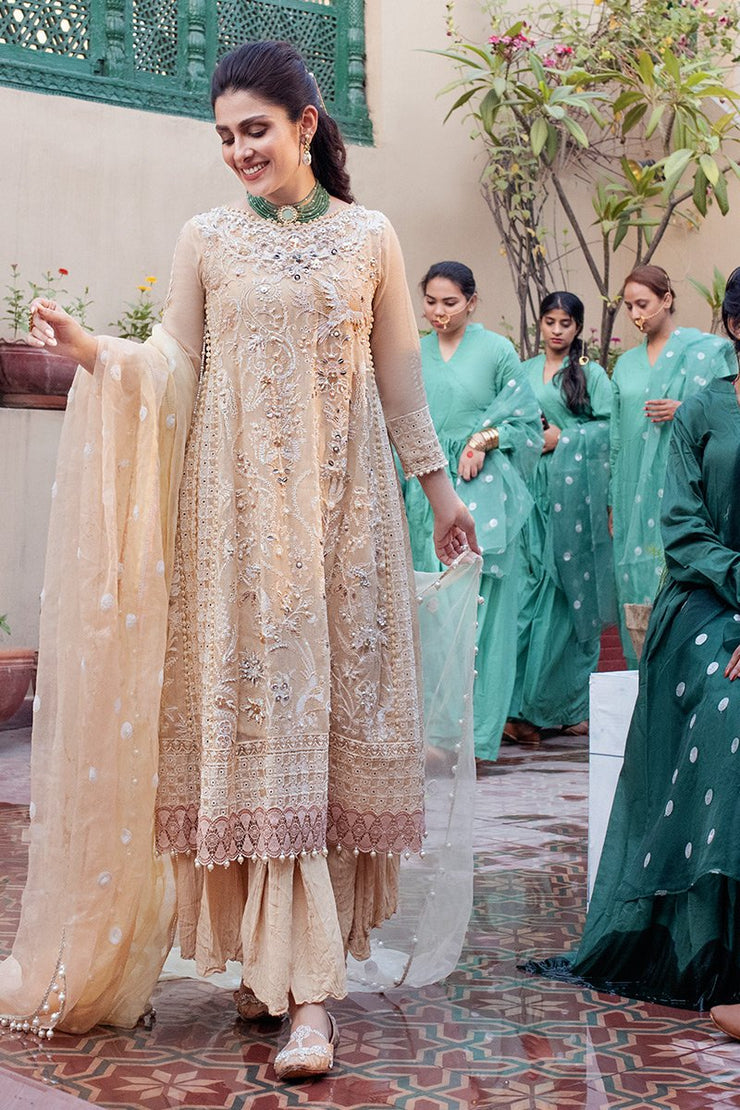 Mushq Sahiba - Fabric: Cotton Net Color: Peach