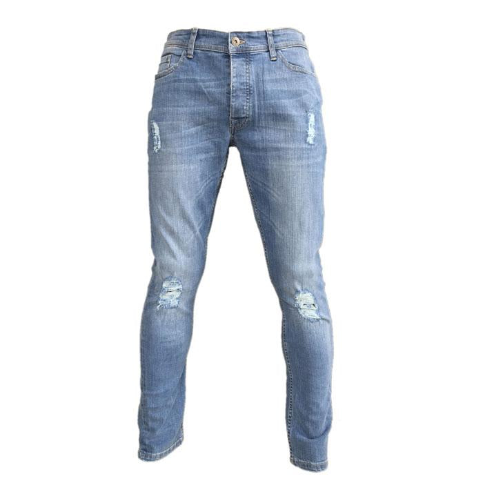 Brand clck house mens slim fit stretchable ripped jeans