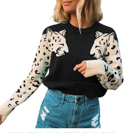 Fashion Women Animal Print Sweater 2020 New Leopard Printing O-Neck Long Sleeve Short Pullover Loose Sweater Blouse Jumper Femme