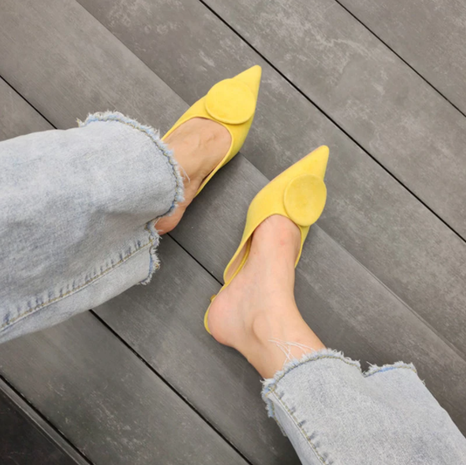 Women's Slippers 2020 New Arrivals Slip Elegant On Low Heels Pointed Toe Sandal Summer Outdoor Casual Slides Mules Women Shoes