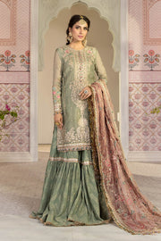 Maria B Unstitched MBROIDERED - Pistachio Green and Salmon pink kBD-2205)