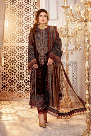 Maria B Unstitched MBROIDERED - Black and burnt gold (BD-2301)
